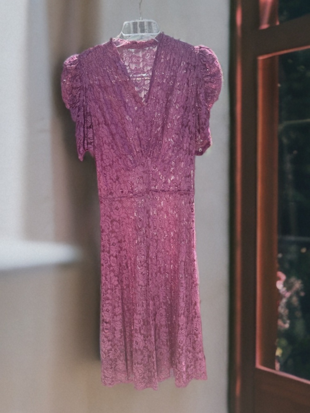 Vintage 1940s Rasperry Sherbet Lace Day Dress - Picture 9 of 9